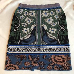 Anthropologie patterned wool mini skirt